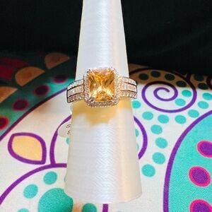 Bomb Party Ring RBP6689 It's Destiny Dark Smokey Topaz CZ on Rhodium Plating